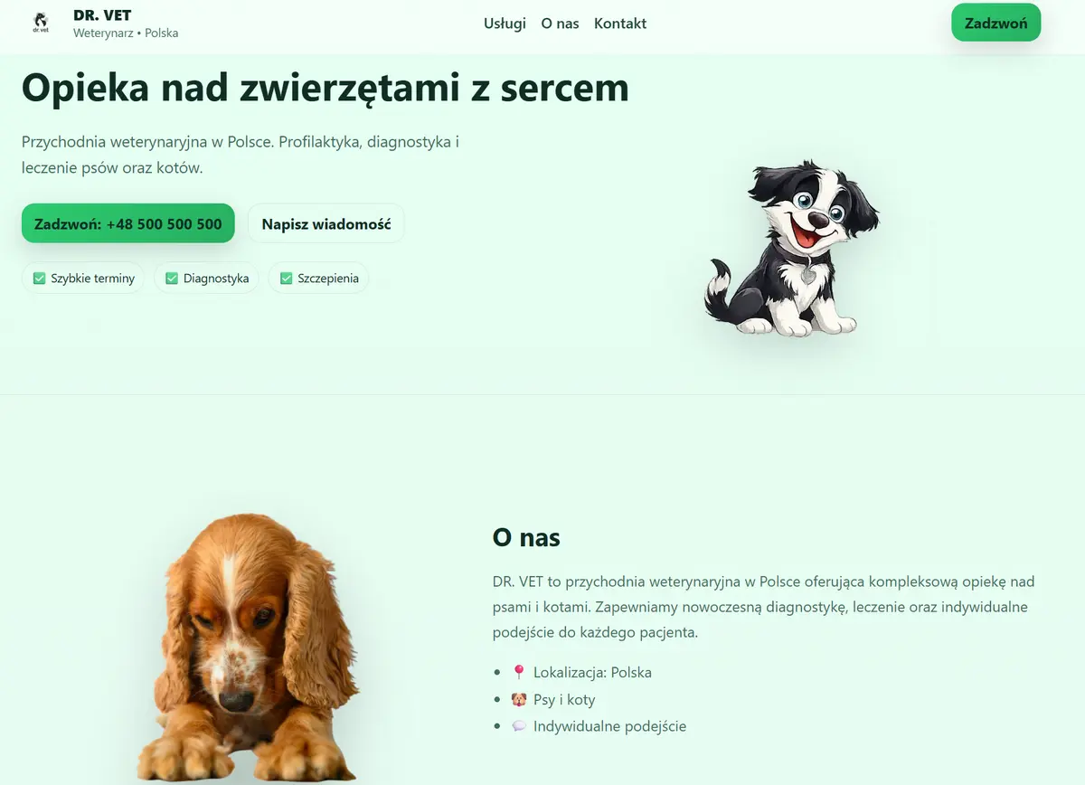 Vet clinic website